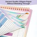 B5 size budget tally book with blue PP cover and silver spiral binding, open on a page ruled for income and expenditure.