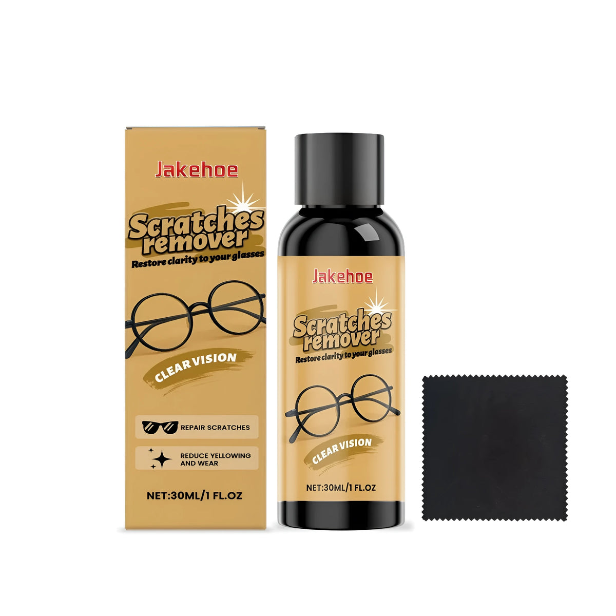30ml glasses scratch remover bottle with polishing cloth for lens maintenance