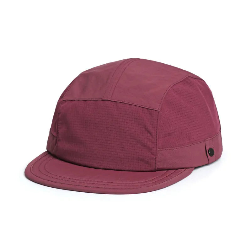 Dome crown polyester baseball cap in size M showing colour options including Army Green, black, and wine red