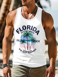 Men's 3D printed Hawaiian style sleeveless vest t-shirt in solid colour