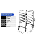 Six-layer stainless steel baking tray rack with locking mechanism for 40x60cm baking sheets