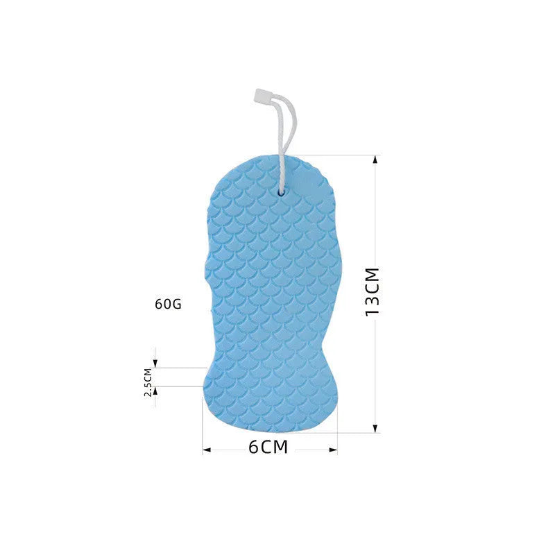 3D fish scale pattern bath sponge in white, grey, pink or light blue colours for body exfoliation