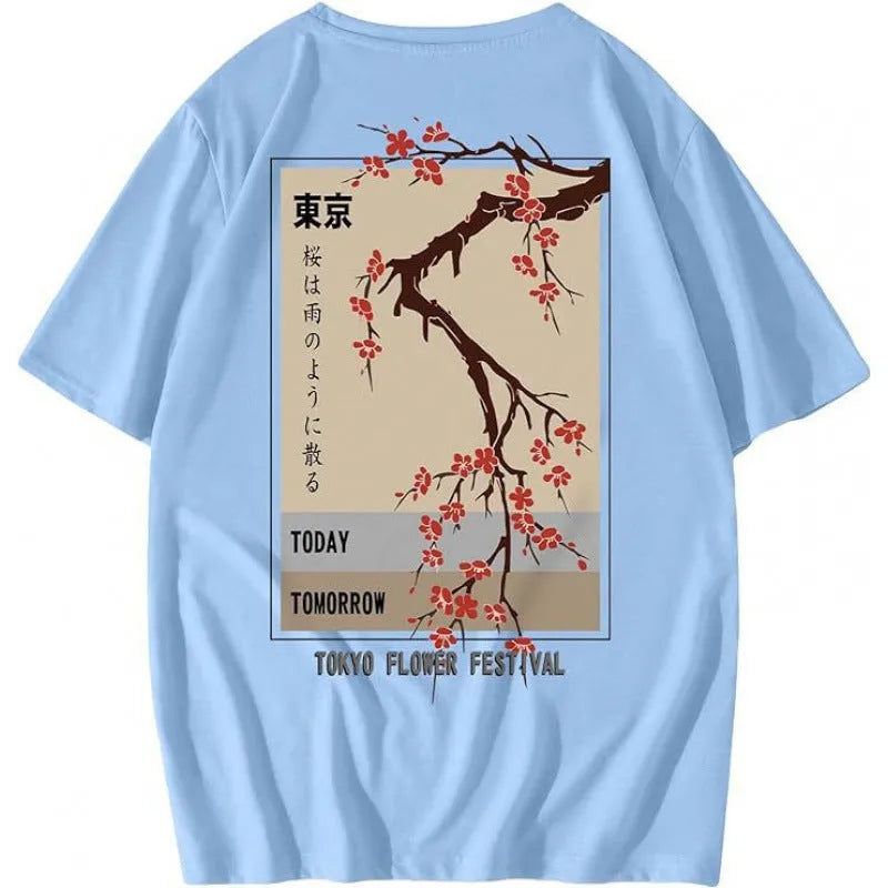 Men's printed street short-sleeved sports T-shirt in polyester fabric with digital pattern design