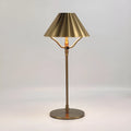 Gold alloy desk lamp with touch controls and Type-C charging port on a wooden desk