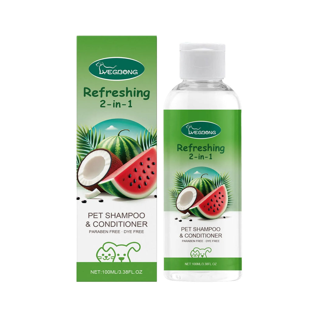 100ml bottle of pet 2-in-1 shampoo and fragrance shower gel for dogs and cats.