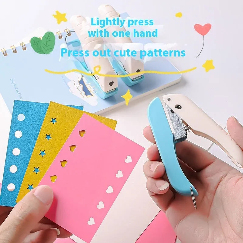 Small manual punching machine with four embossed pattern heads for paper crafts