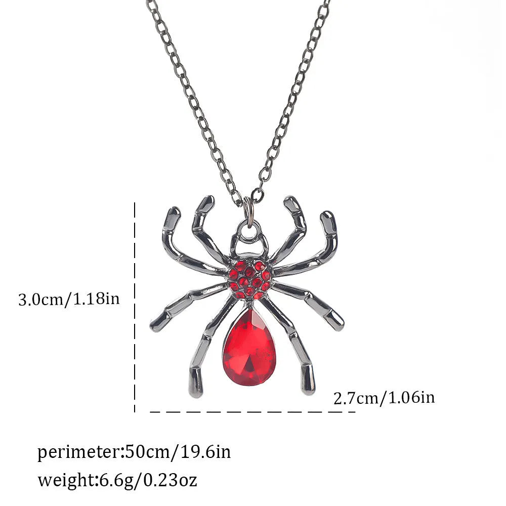 Dark style zinc alloy Halloween necklace with a spider or bat pendant on a regular chain.