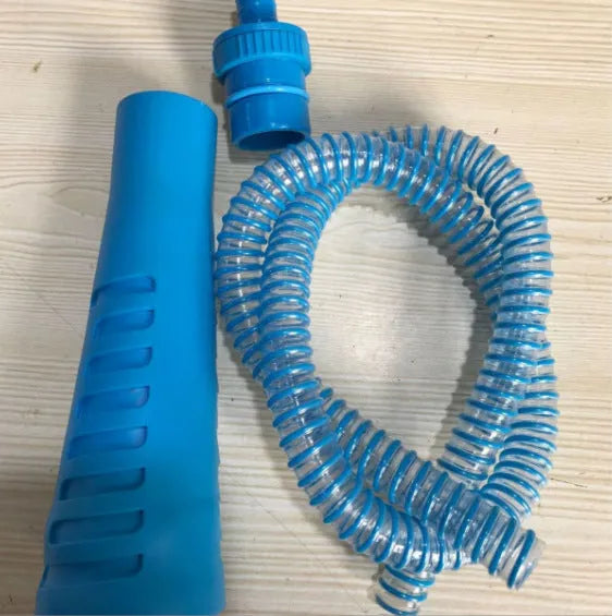 Blue plastic suction pipe vacuum cleaner accessory measuring 114cm length with round head and storage bags
