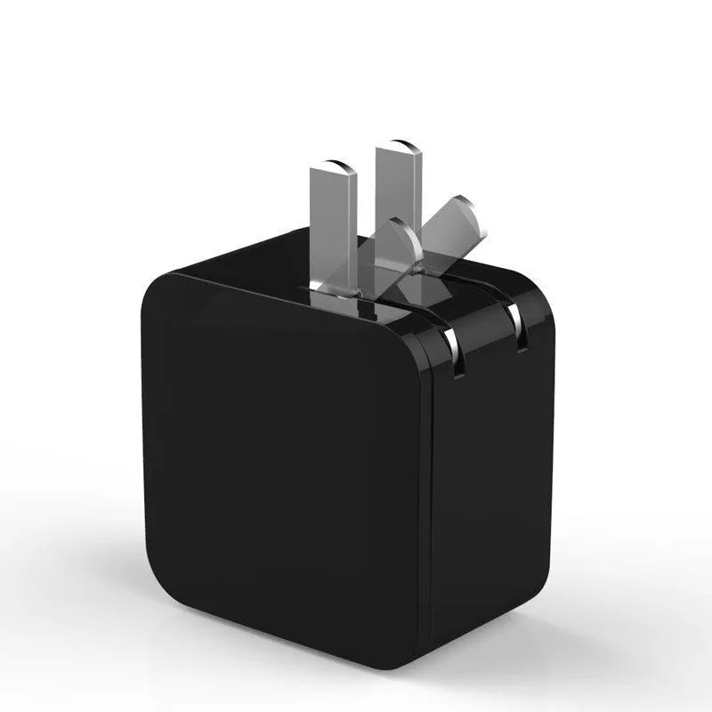 Black 5V 2.4A dual USB fast travel charger with digital voltage display showing 5.0V