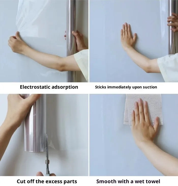 Transparent PP electrostatic wall protective film, 45cm x 2m, for bedroom and living room wall protection