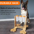 Wooden dog puzzle toy interactive feeder measuring 31x30x20cm in natural wood colour