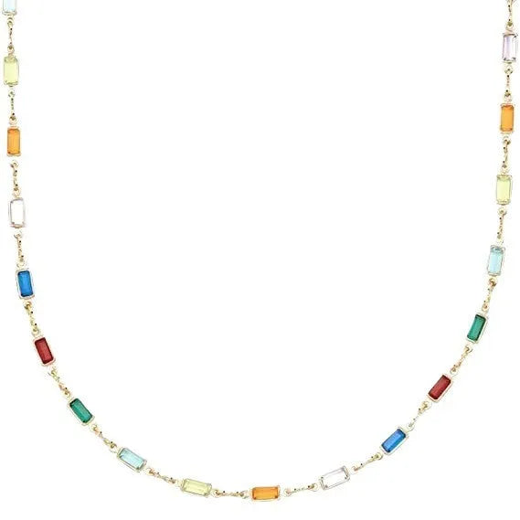 Ladies geometric crystal necklace with adjustable 41-50cm chain and electroplated random colour finish
