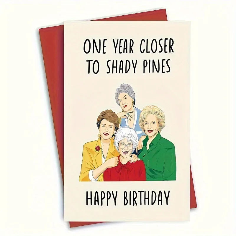 A simple modern printed birthday card with a matching envelope in a selected colour.
