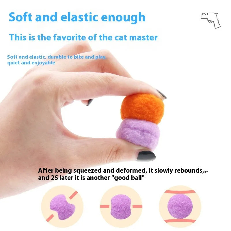Interactive pet toy gun with plush firing balls for dogs and cats