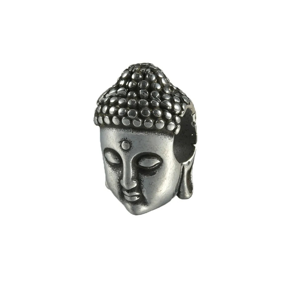 Hollow skull Buddha stainless steel earrings with geometric hip hop styling in auricle piercing design