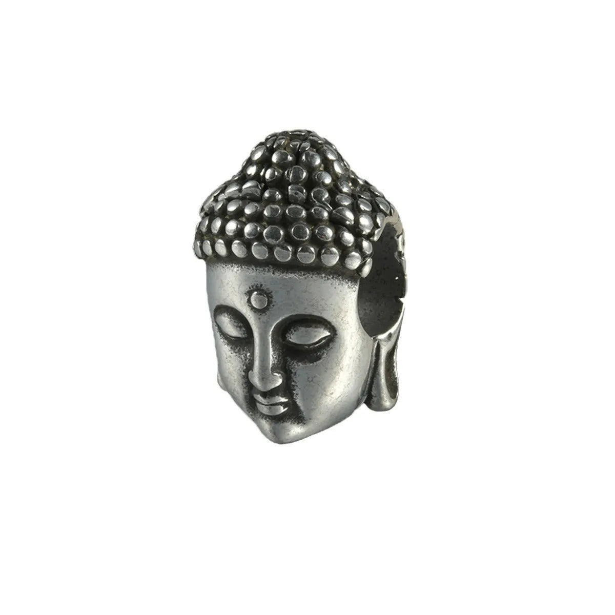 Hollow skull Buddha stainless steel earrings with geometric hip hop styling in auricle piercing design