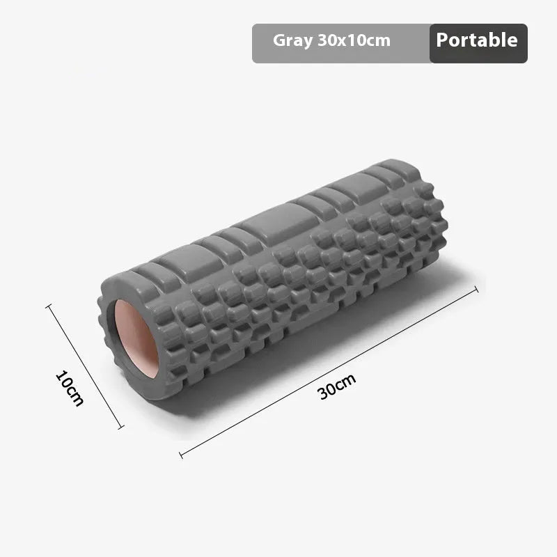 EVA foam roller for fitness in multiple colours including black, grey, pink, and light blue