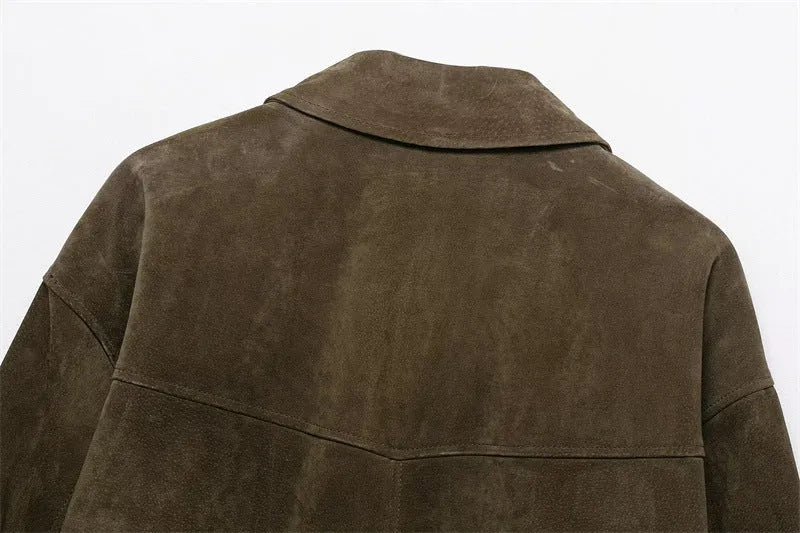Women's casual PU jacket in regular fit and Japanese Korean style, picture colour.