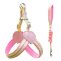 Nylon dog walking harness with chest strap and rope leash in multiple colour options