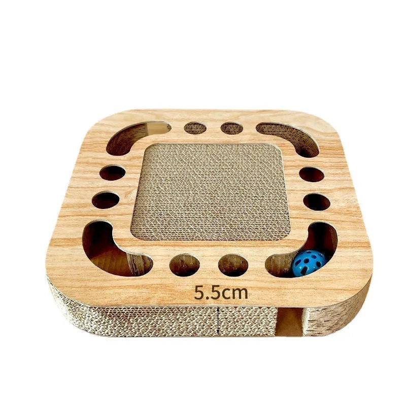 Corrugated paper cat scratch board with small ball in multiple style options