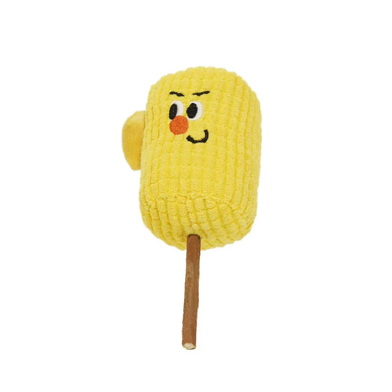 Natural polis wood corn cob shaped cat chew toy for dental care with catnip