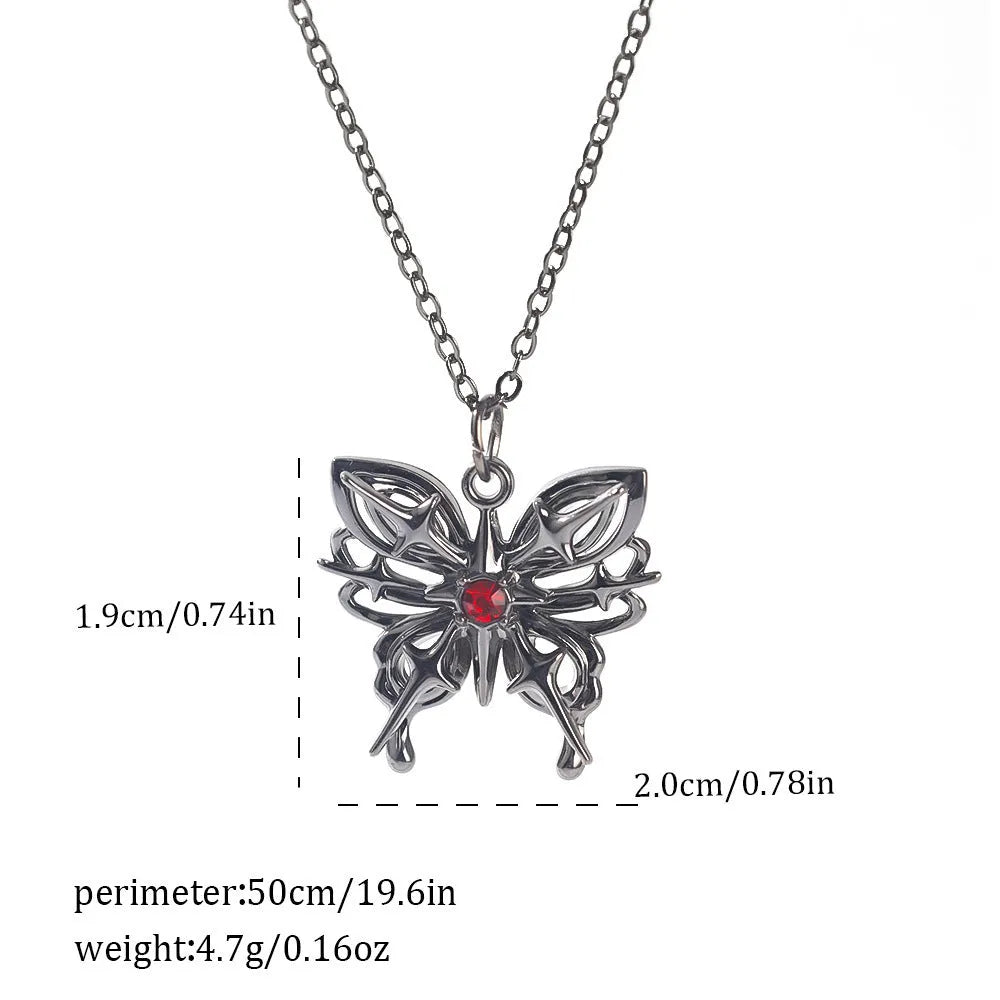 Dark style zinc alloy Halloween necklace with a spider or bat pendant on a regular chain.