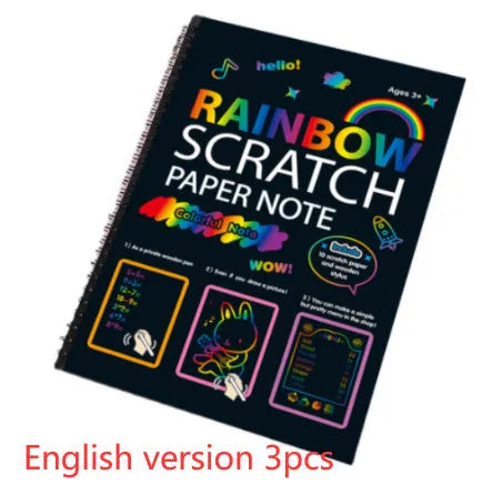 Large 26x19cm children's scratch art paper with scraping tool for DIY creative painting