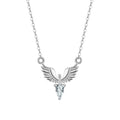 Silver eagle pendant necklace with adjustable chain in white gold or yellow gold electroplated finish