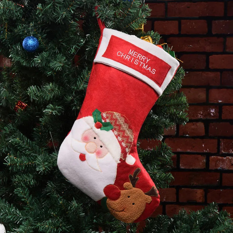 Christmas candy bag socks pendant decorations showing elk, old man, and snowman designs