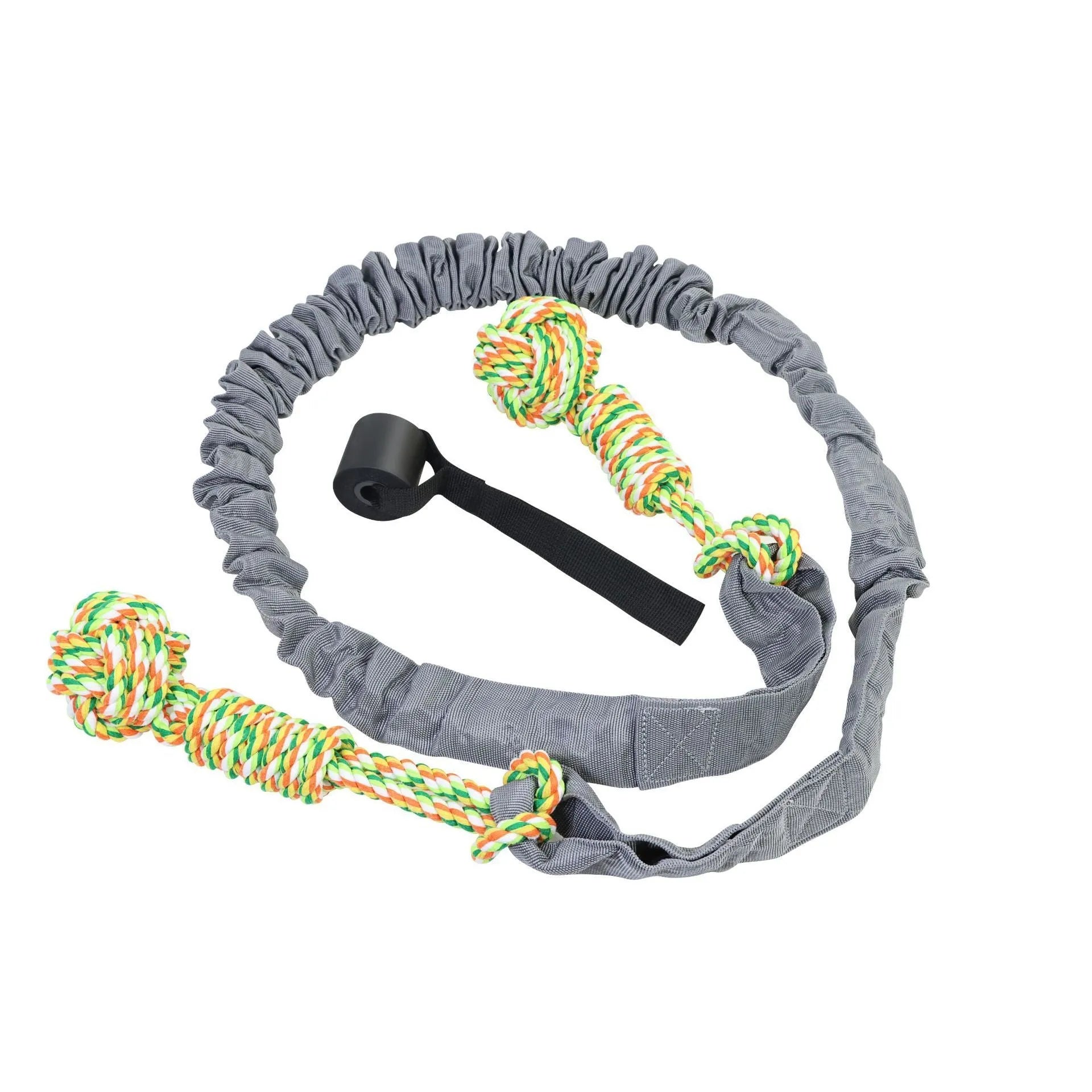 Cotton thread dog tug of war rope toy in black, grey or red colour for interactive play