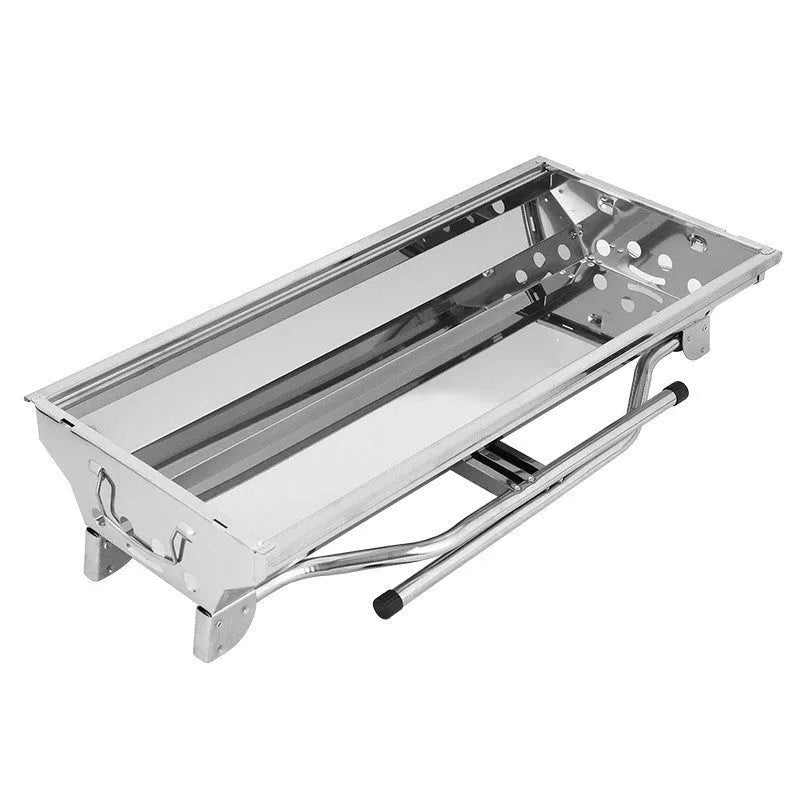 Stainless steel portable folding barbecue oven with dimensions 73cm x 33.5cm x 70cm