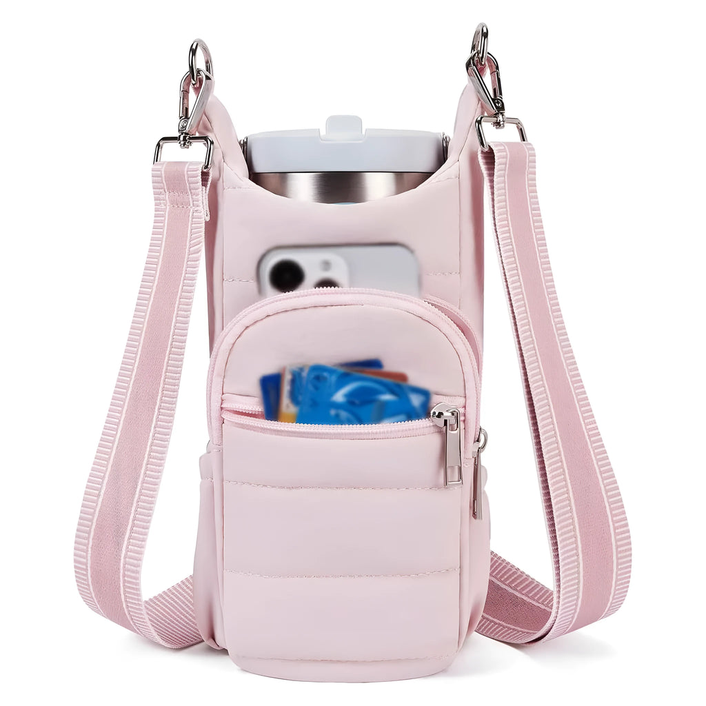 Cloth bicycle water bottle bag in black pink beige colours with modern simple design