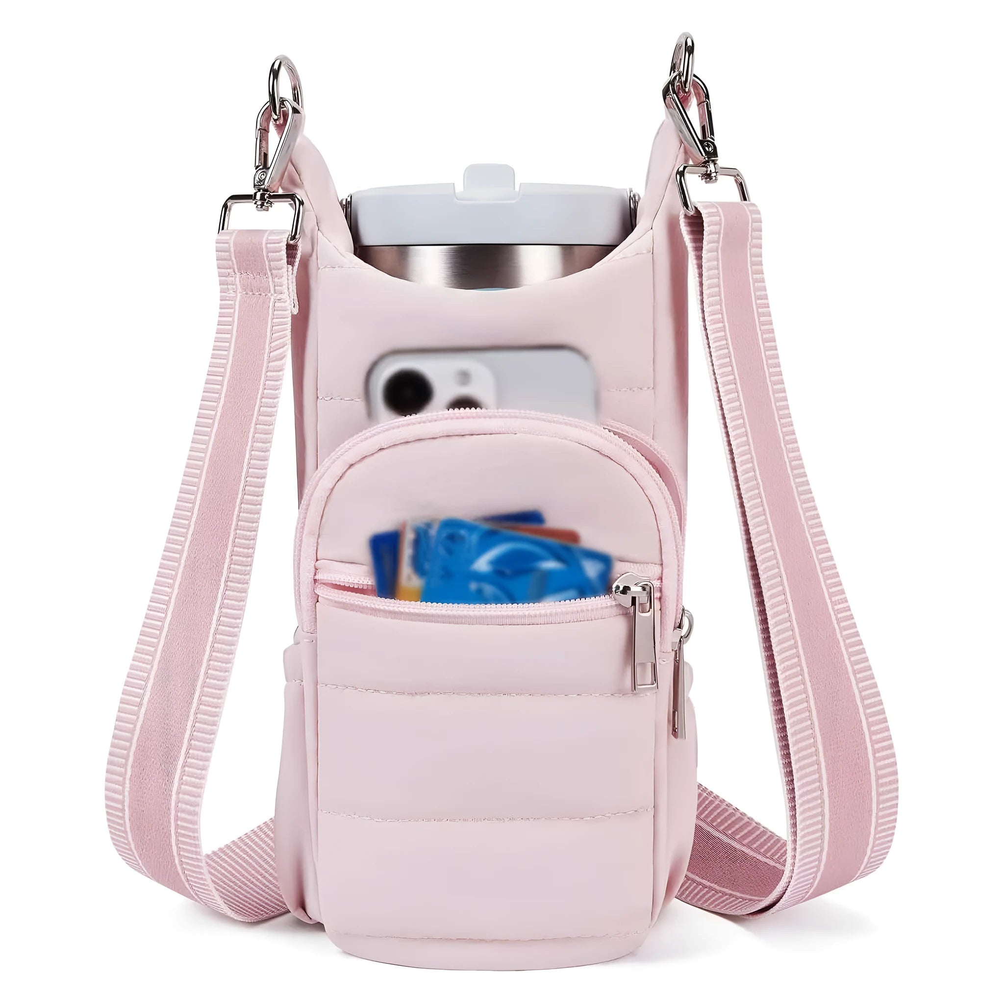 Cloth bicycle water bottle bag in black pink beige colours with modern simple design