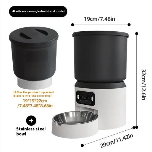 4L smart pet feeder with removable bowl showing plastic and stainless steel options