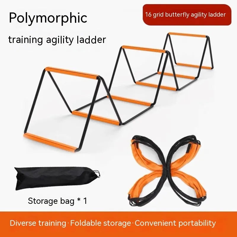 Plastic butterfly ladder and jump grid set for youth physical fitness training in multiple size options