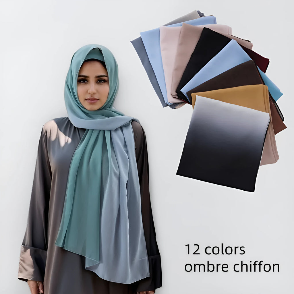 Women's long chiffon summer scarf in solid colour showing lightweight drape and 175cm length