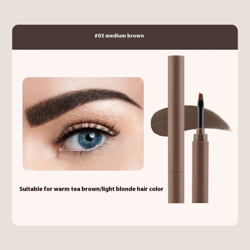 Double-headed eyebrow cream with pencil and powder ends in a choice of five natural shades