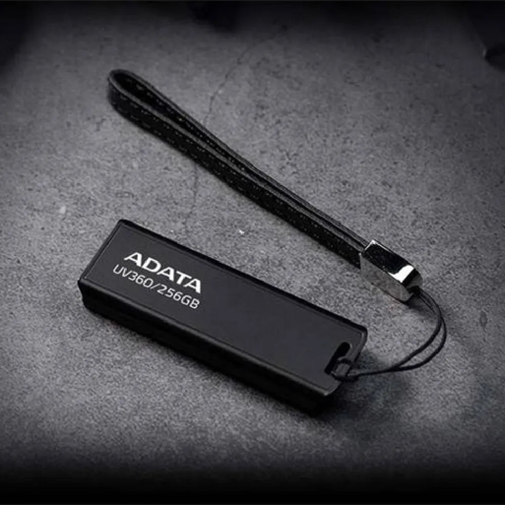 Black car-mounted USB flash drive with waterproof case showing capacity options 32GB 64GB 256GB