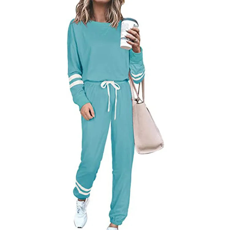 Women's plus size loose fit casual suit set with printed top and solid pants in apricot