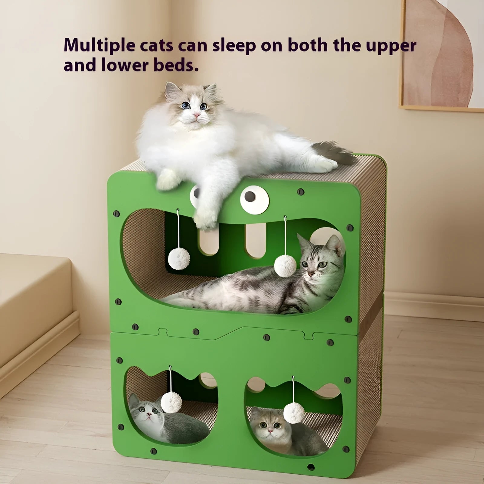 Double-layer cat scratching board nest with wear-resistant surface in cute design options