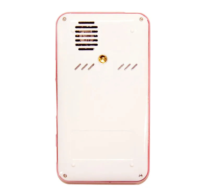 White rose gold miniature DLP Android projector measuring 145x80x17.5mm with 32GB memory