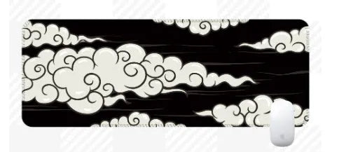 Natural rubber cloud mouse pad in Japanese style pattern on desk with keyboard and mouse
