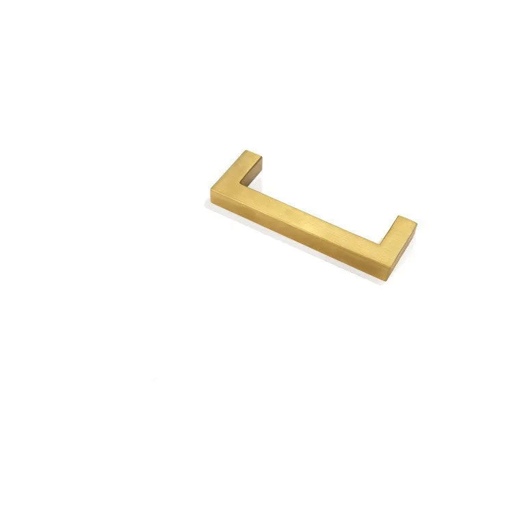 Stainless steel square pipe door handle for cabinets in brushed silver, black, or gold finish.