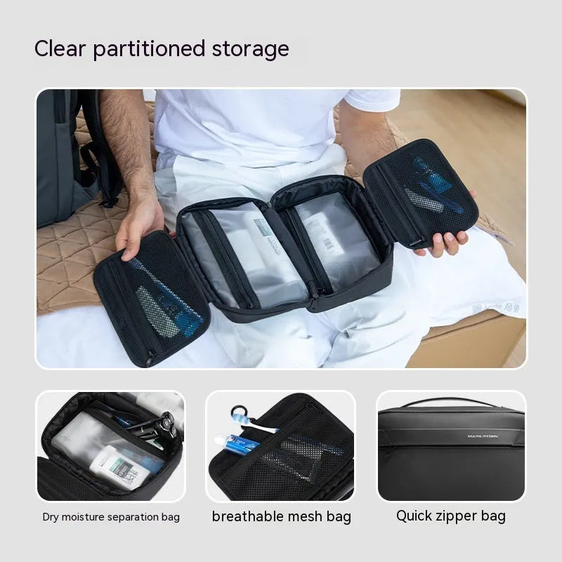 Multi functional Oxford cloth wet dry separation storage bag in solid colour for business travel toiletries