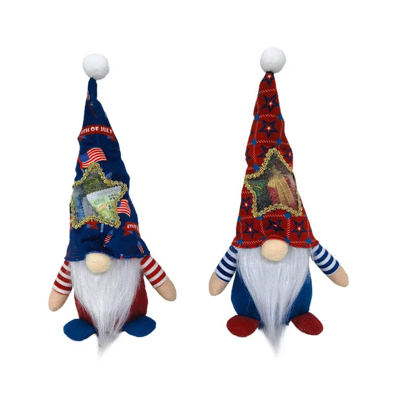 Faceless baby doll and Rudolf reindeer fabric Christmas ornaments with candy bag