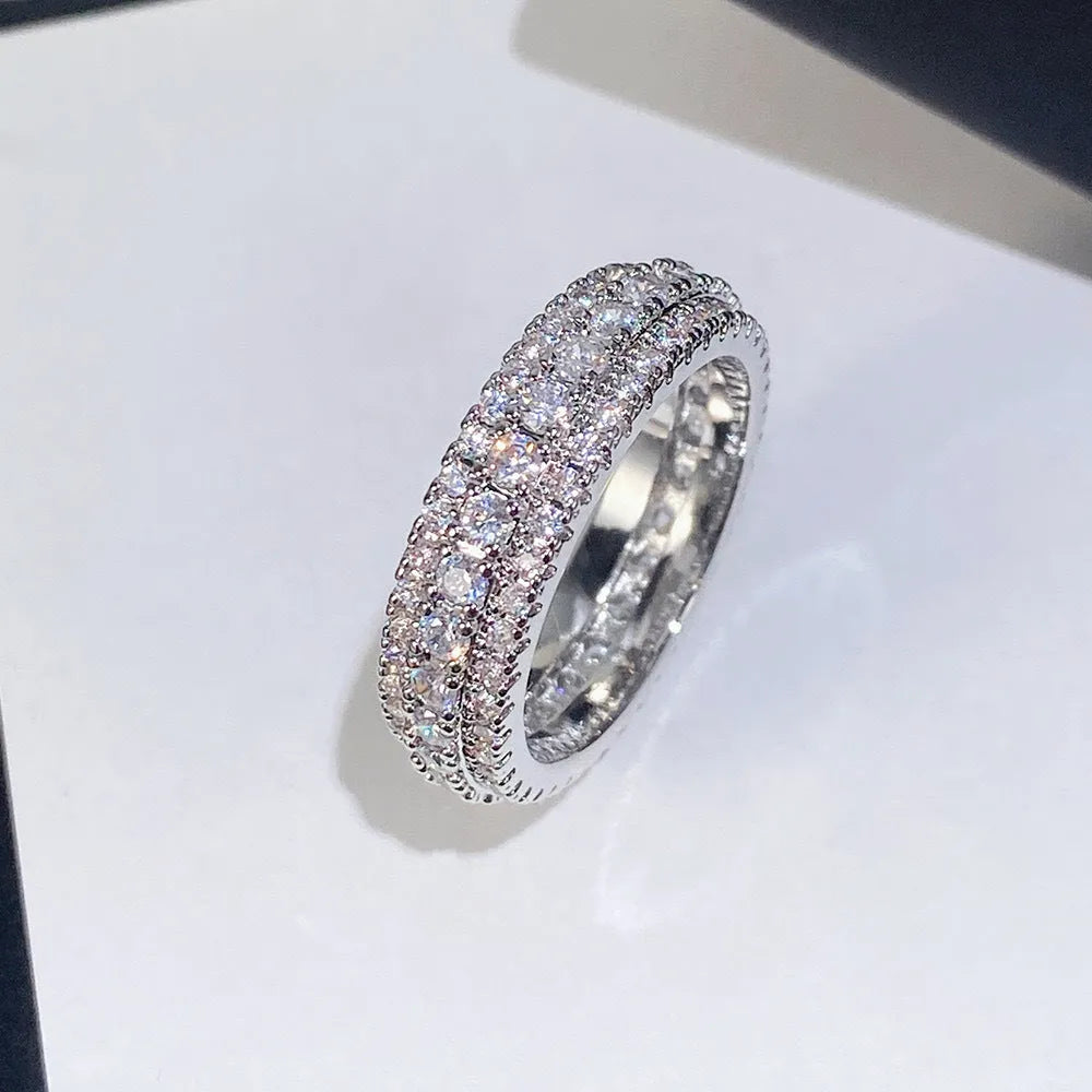 Geometric triangle personalised engagement ring with zircon inlay in white gold finish