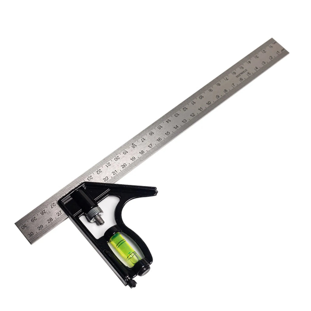 Red 7-inch metal combination angle ruler and double-sided metric base ruler set for civil surveying