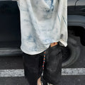 Korean style loose fit T-shirt with tie-dye print design and short sleeves