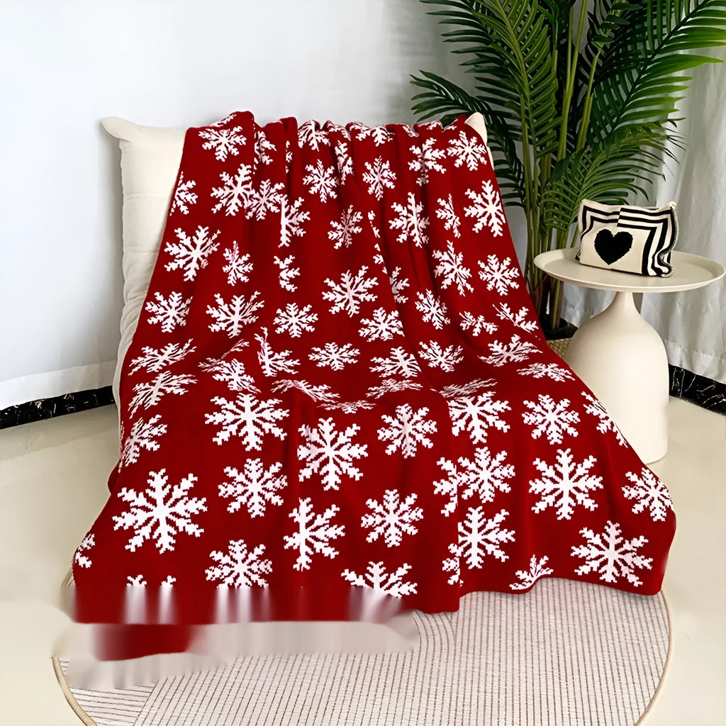 Personalised Christmas blanket with snowflake or reindeer pattern in acrylic material