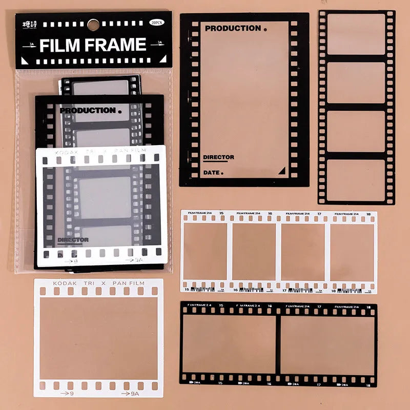 Retro Frame Series sticker pack with 15 transparent sheets in five colour themes for scrapbooking